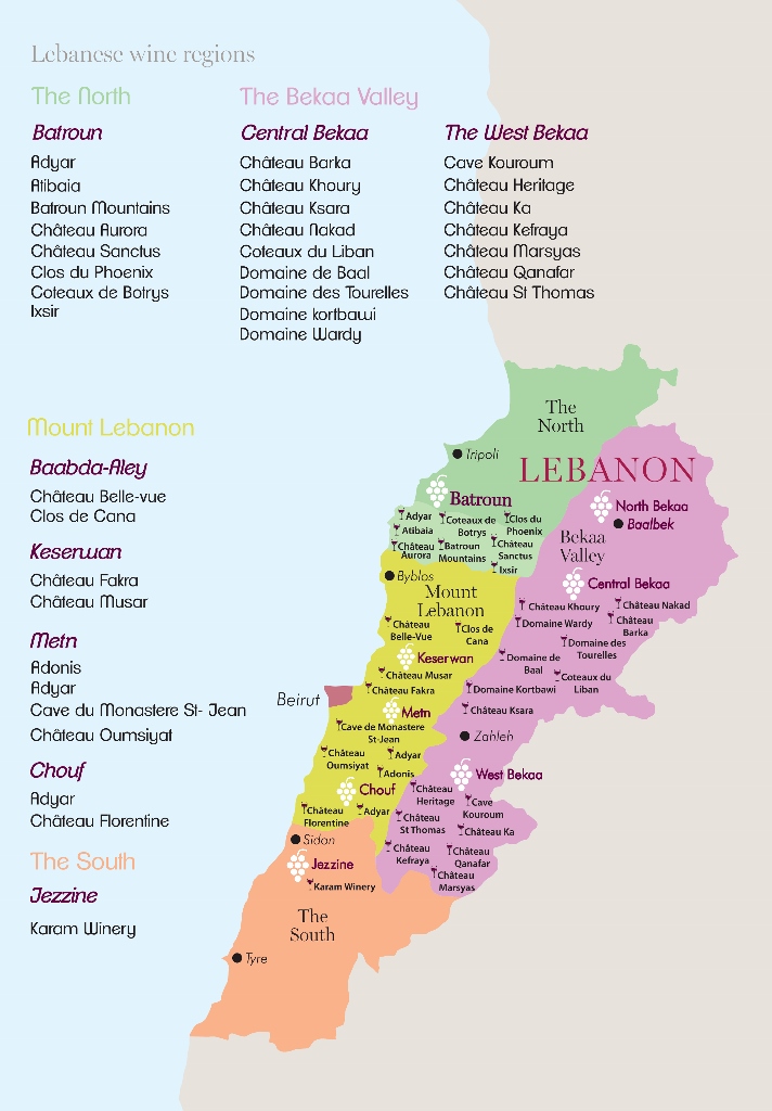 Libanon Weine Regionen